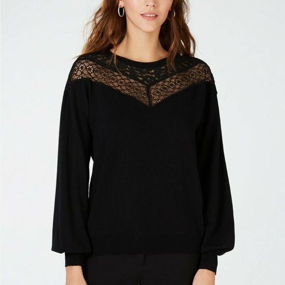 Inc International Concepts Womens Long Sleeve V Neck Sweater Black Size Petite Small main image 0